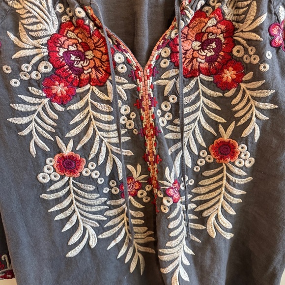 Johnny Was JWLA Linen Tiwa Peasant Blouse Size Large EUC - Picture 4 of 7